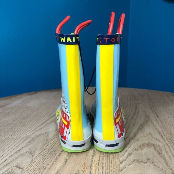 NWT Kids Dinosaur Rain Boot Gullies Waterproof Blue Yellow Kids 13 - Picture 3 of 8